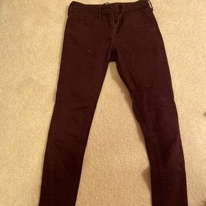 Maroon high rise skinny jeans